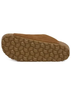 Leder-Pantoletten in Braun