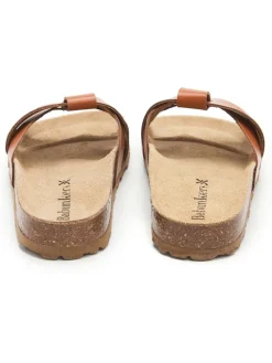 Leder-Pantoletten in Braun