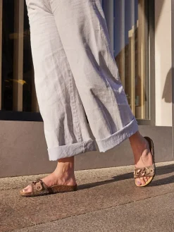 Leder-Pantoletten in Braun