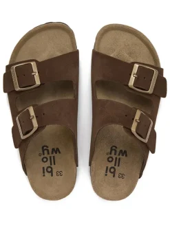 Leder-Pantoletten in Braun