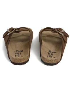 Leder-Pantoletten in Braun