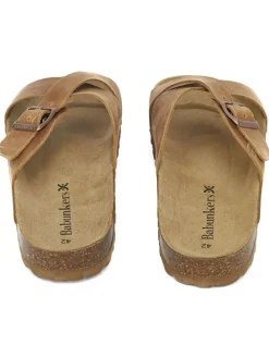 Leder-Pantoletten in Braun