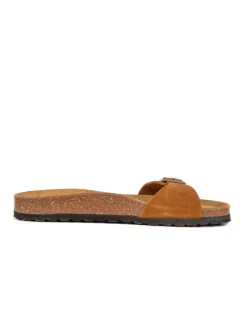 Leder-Pantoletten in Cognac