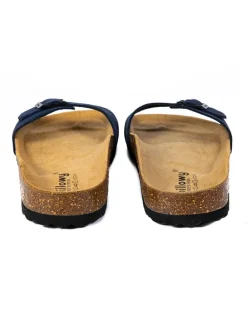 Leder-Pantoletten in Dunkelblau