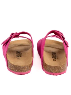 Leder-Pantoletten in Fuchsia