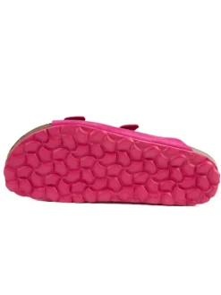 Leder-Pantoletten in Fuchsia