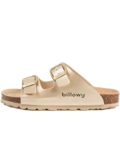 Leder-Pantoletten in Gold