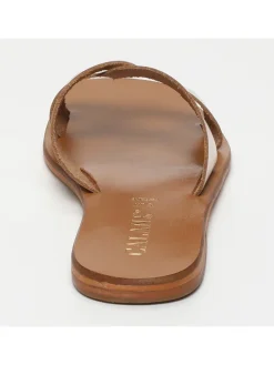 Leder-Pantoletten in Gold