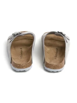 Leder-Pantoletten in Grau