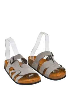 Leder-Pantoletten in Grau