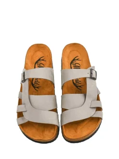 Leder-Pantoletten in Grau