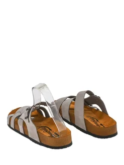 Leder-Pantoletten in Grau