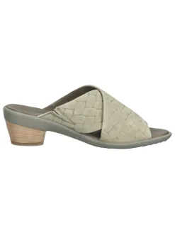 Leder-Pantoletten in Grün