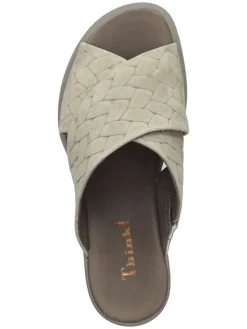 Leder-Pantoletten in Grün