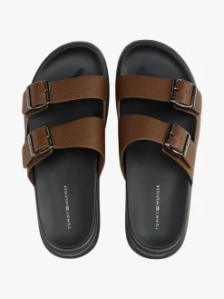 Leder-Pantoletten in Hellbraun