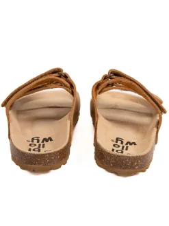 Leder-Pantoletten in Hellbraun