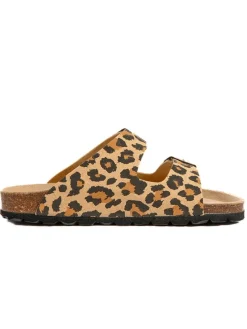 Leder-Pantoletten in Hellbraun