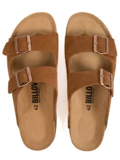 Leder-Pantoletten in Hellbraun