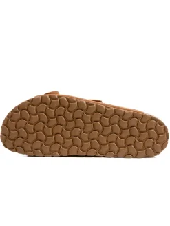 Leder-Pantoletten in Hellbraun