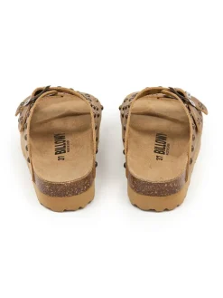 Leder-Pantoletten in Hellbraun