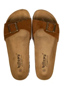 Leder-Pantoletten in Hellbraun