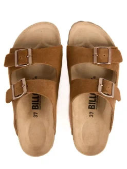 Leder-Pantoletten in Hellbraun