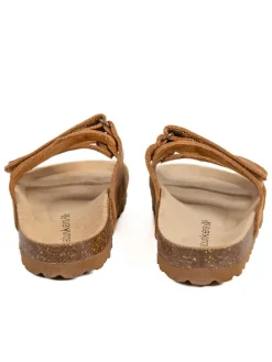 Leder-Pantoletten in Hellbraun