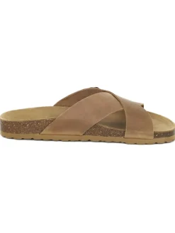 Leder-Pantoletten in Hellbraun