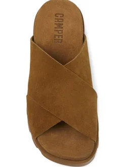 Leder-Pantoletten in Hellbraun