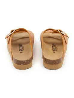 Leder-Pantoletten in Orange