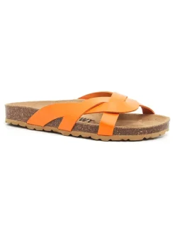 Leder-Pantoletten in Orange