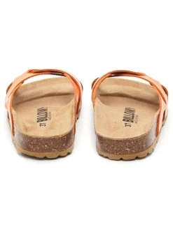 Leder-Pantoletten in Orange