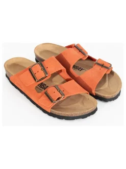 Leder-Pantoletten in Orange