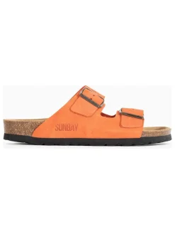 Leder-Pantoletten in Orange