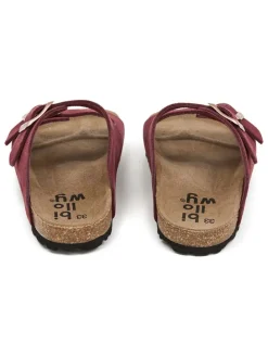 Leder-Pantoletten in Rot