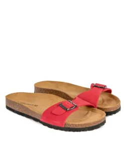 Leder-Pantoletten in Rot