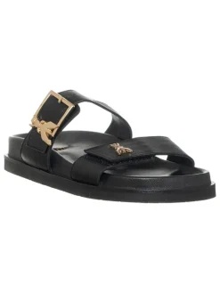 Leder-Pantoletten in Schwarz