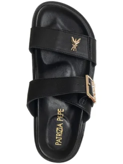 Leder-Pantoletten in Schwarz