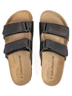 Leder-Pantoletten in Schwarz