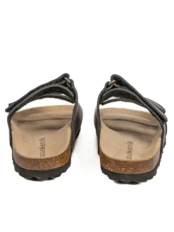 Leder-Pantoletten in Schwarz