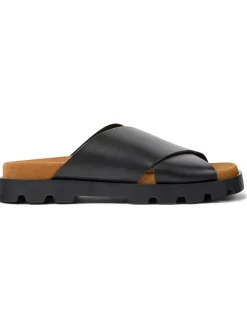 Leder-Pantoletten in Schwarz