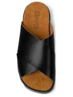 Leder-Pantoletten in Schwarz