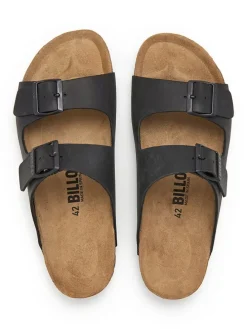 Leder-Pantoletten in Schwarz