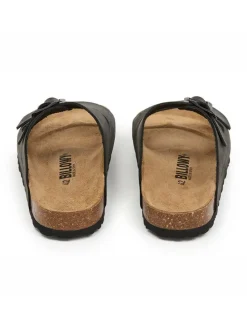 Leder-Pantoletten in Schwarz