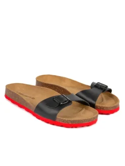 Leder-Pantoletten in Schwarz