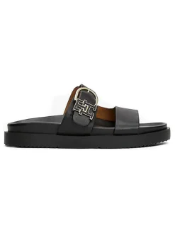 Leder-Pantoletten in Schwarz