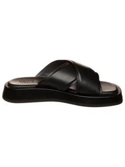 Leder-Pantoletten in Schwarz