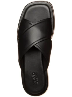 Leder-Pantoletten in Schwarz