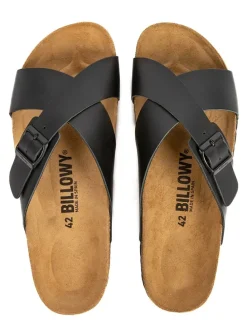 Leder-Pantoletten in Schwarz