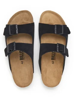 Leder-Pantoletten in Schwarz